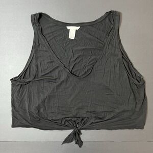 H&M Sleeveless Tie-hem Top Women's XL Black Y2K Glam Chic Party